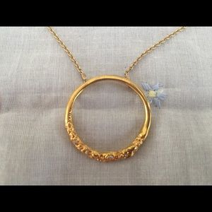 Alexis Bittar gold necklace with crystals.